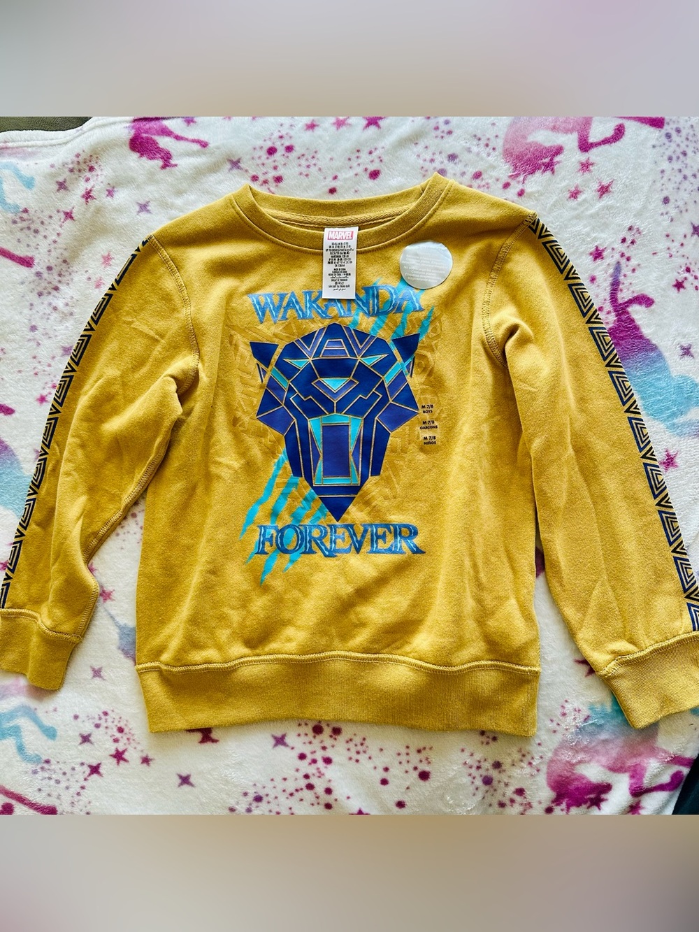 Marvel Kids Mustard Yellow 'Wakanda Forever' Graphic Sweatshirt